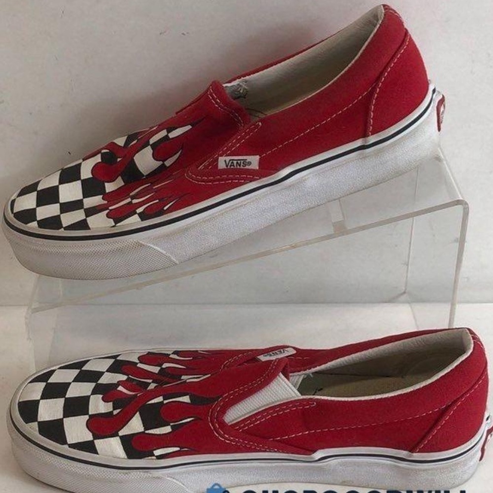 NWOT DEADSTOCK RARE Flame Checkerboard w/Red Blood Drips Slip-On. Sizes~ M5, W6